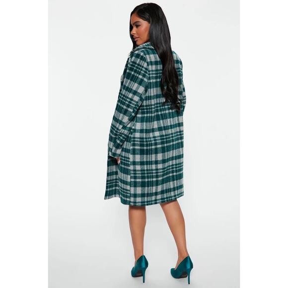 NWT Green Plaid 3-Piece Set Top Skirt Long Coat Small Holiday Academia Winter - Picture 3 of 16